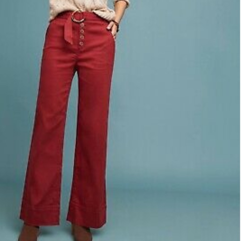 anthropologie cassidy belted wide leg trouser